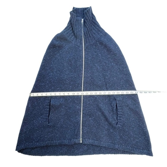 Benson Poncho Sweater Wool Cape Navy Blue Knit Size Small Turtleneck New NWT - Picture 6 of 11